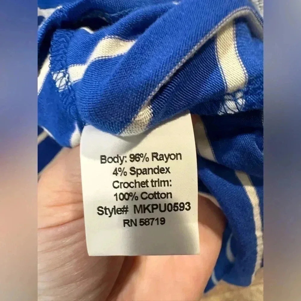 Notation Blue/ white striped asymmetrical Shirt- XL - Picture 5 of 5